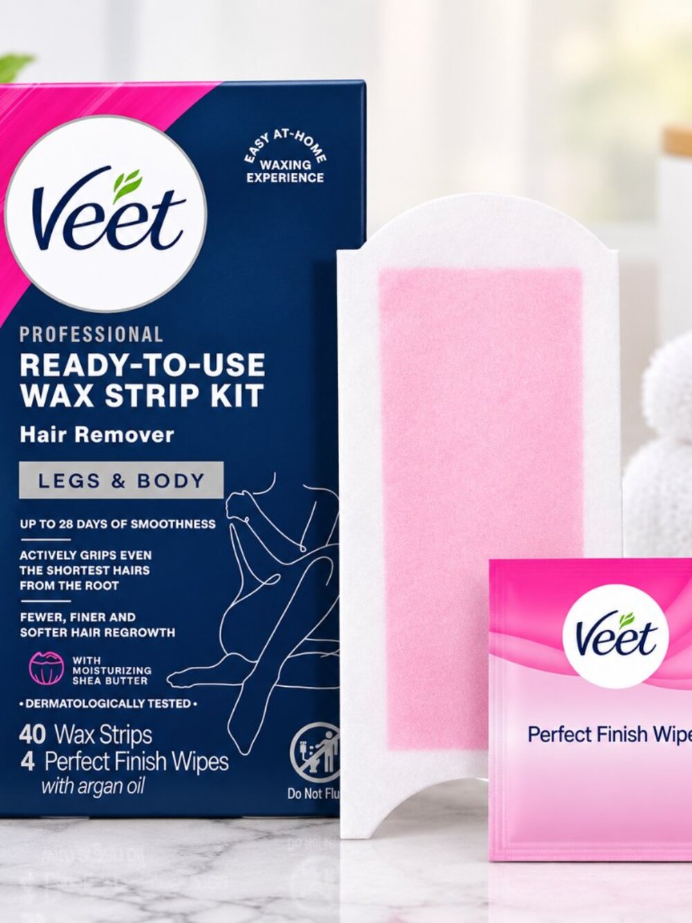 VEET Ready-To-Use Waxing Kit For Women | Wax Strips For Body Hair Removal, Wax K